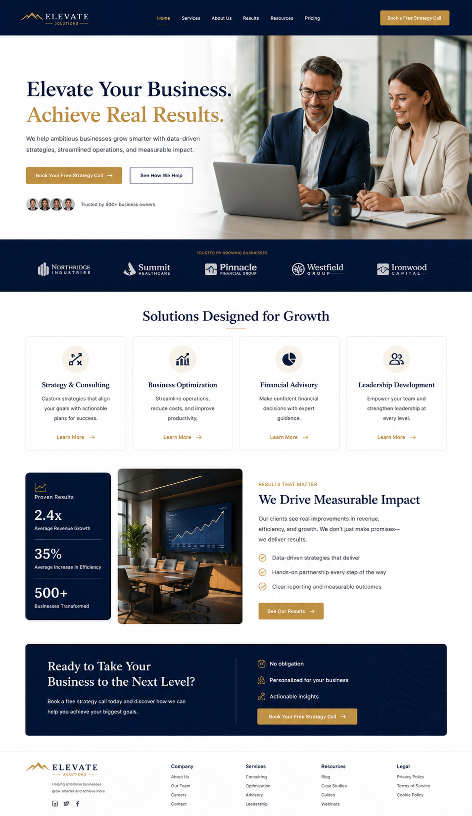 Landing page website design example